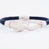 925 Sterling Silver Leopard Head Leather Cuff Bangle
