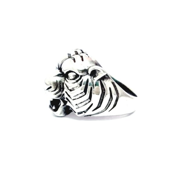 Tiger Head Plain Sterling Silver Men's Ring - Image 3